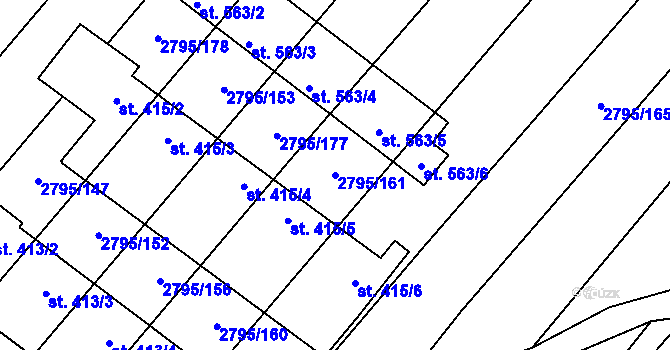 Parcela st. 2795/161 v KÚ Krumvíř, Katastrální mapa