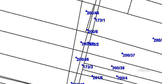 Parcela st. 200/45 v KÚ Krumvíř, Katastrální mapa