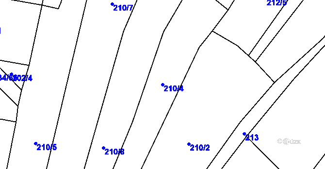 Parcela st. 210/4 v KÚ Krumvíř, Katastrální mapa