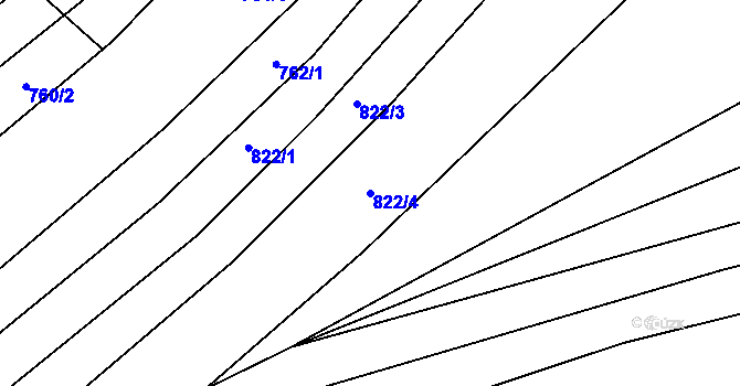 Parcela st. 822/4 v KÚ Krumvíř, Katastrální mapa