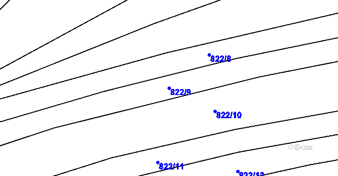 Parcela st. 822/9 v KÚ Krumvíř, Katastrální mapa