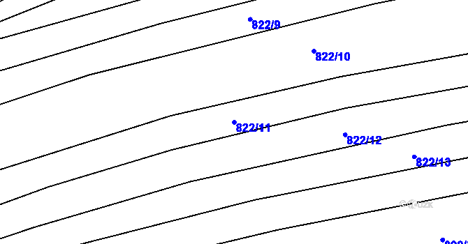 Parcela st. 822/11 v KÚ Krumvíř, Katastrální mapa
