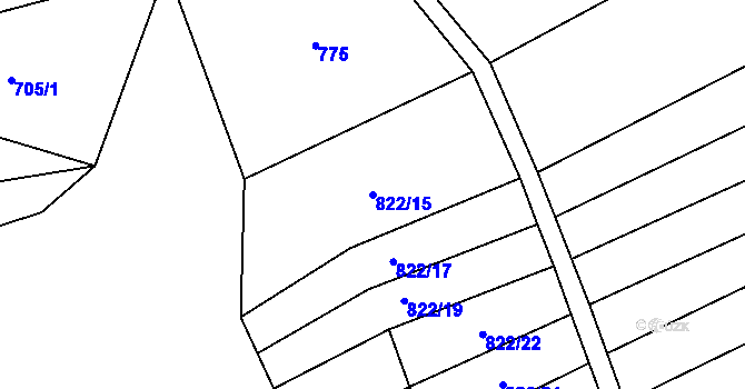 Parcela st. 822/15 v KÚ Krumvíř, Katastrální mapa