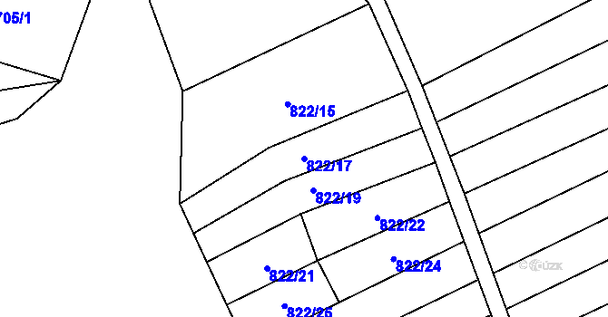 Parcela st. 822/17 v KÚ Krumvíř, Katastrální mapa
