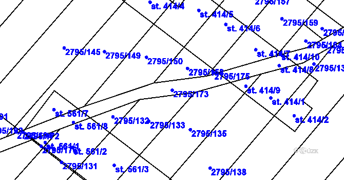 Parcela st. 2795/173 v KÚ Krumvíř, Katastrální mapa