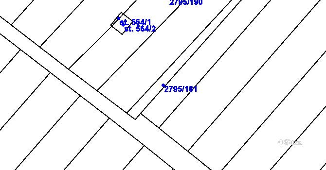 Parcela st. 2795/181 v KÚ Krumvíř, Katastrální mapa