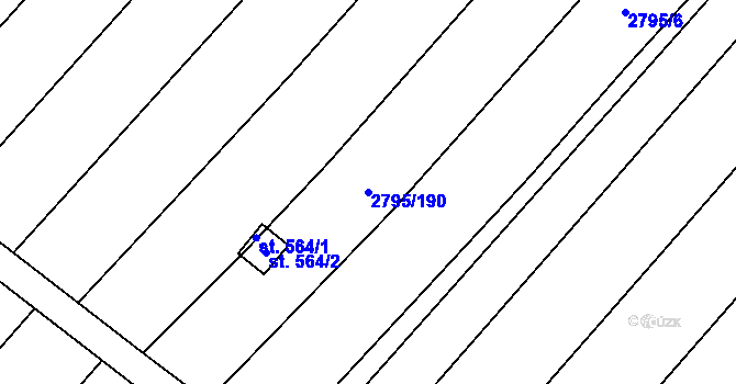 Parcela st. 2795/190 v KÚ Krumvíř, Katastrální mapa
