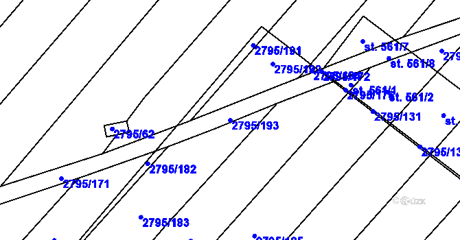 Parcela st. 2795/193 v KÚ Krumvíř, Katastrální mapa