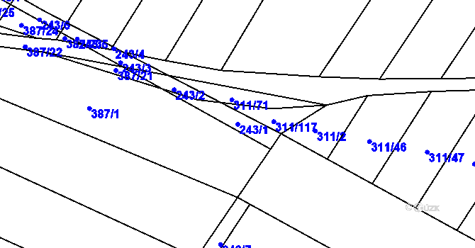 Parcela st. 243/1 v KÚ Krumvíř, Katastrální mapa