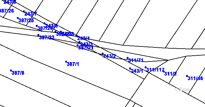 Parcela st. 243/2 v KÚ Krumvíř, Katastrální mapa