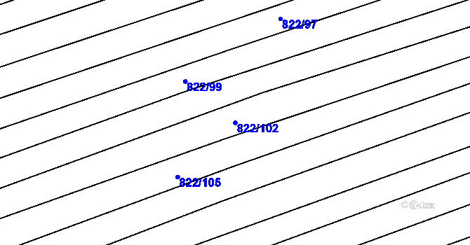 Parcela st. 822/102 v KÚ Krumvíř, Katastrální mapa