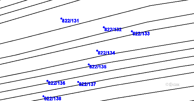 Parcela st. 822/134 v KÚ Krumvíř, Katastrální mapa