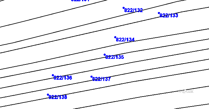 Parcela st. 822/135 v KÚ Krumvíř, Katastrální mapa