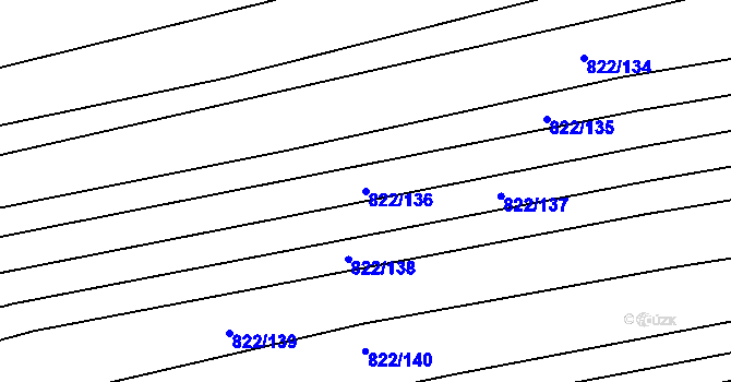 Parcela st. 822/136 v KÚ Krumvíř, Katastrální mapa