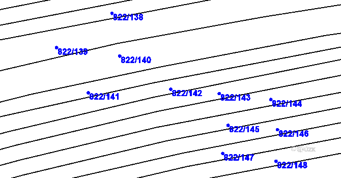 Parcela st. 822/142 v KÚ Krumvíř, Katastrální mapa