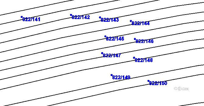 Parcela st. 822/147 v KÚ Krumvíř, Katastrální mapa