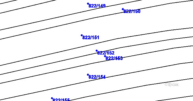 Parcela st. 822/152 v KÚ Krumvíř, Katastrální mapa