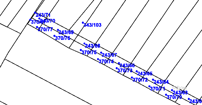 Parcela st. 243/67 v KÚ Krumvíř, Katastrální mapa