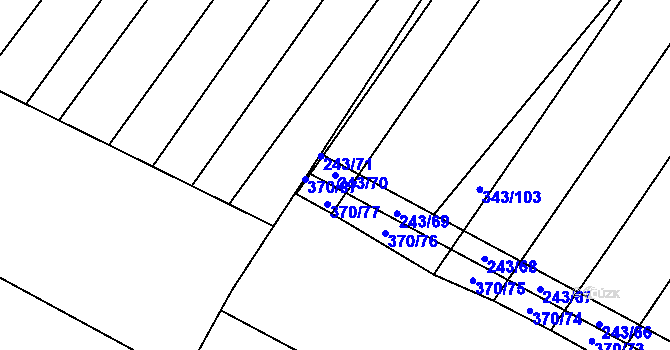 Parcela st. 243/70 v KÚ Krumvíř, Katastrální mapa