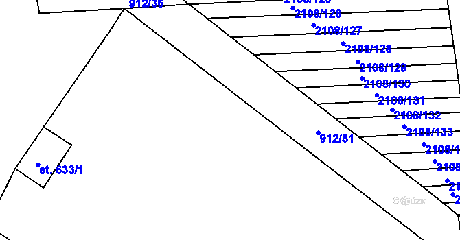 Parcela st. 912/52 v KÚ Krumvíř, Katastrální mapa