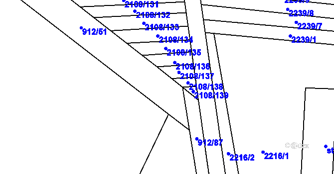 Parcela st. 912/75 v KÚ Krumvíř, Katastrální mapa