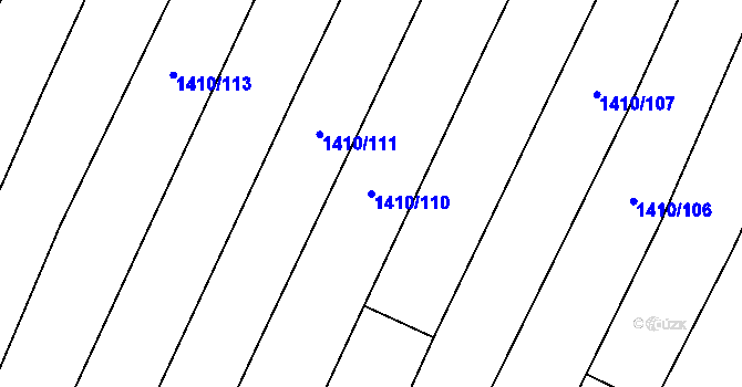 Parcela st. 1410/110 v KÚ Krumvíř, Katastrální mapa