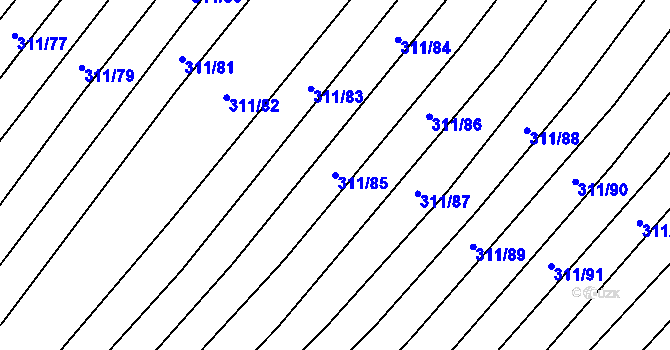 Parcela st. 311/85 v KÚ Krumvíř, Katastrální mapa