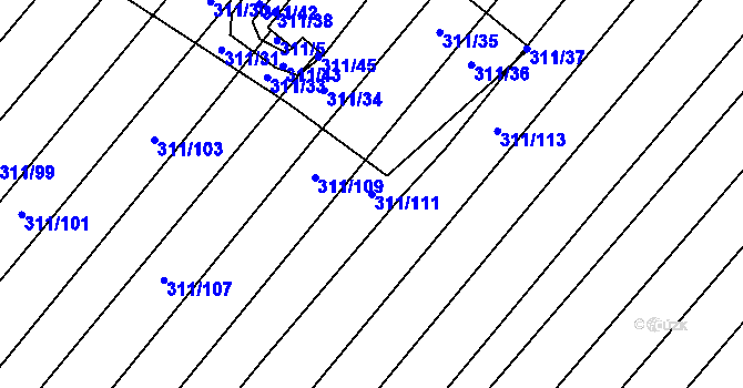 Parcela st. 311/111 v KÚ Krumvíř, Katastrální mapa