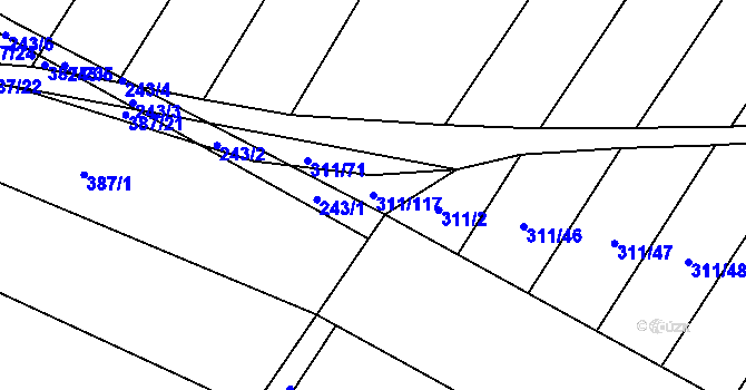 Parcela st. 311/117 v KÚ Krumvíř, Katastrální mapa
