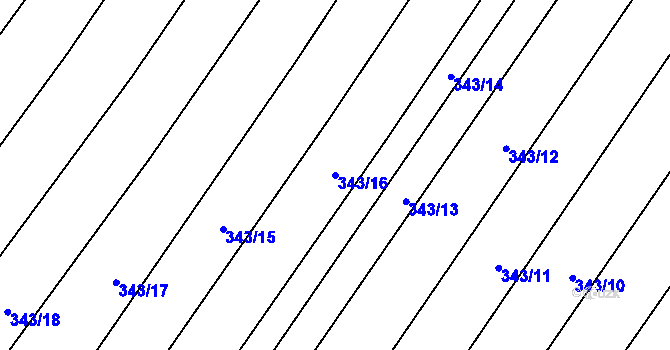 Parcela st. 343/16 v KÚ Krumvíř, Katastrální mapa