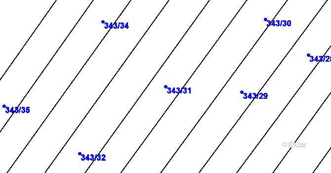 Parcela st. 343/31 v KÚ Krumvíř, Katastrální mapa