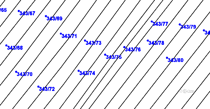 Parcela st. 343/75 v KÚ Krumvíř, Katastrální mapa