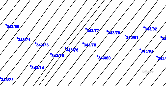 Parcela st. 343/78 v KÚ Krumvíř, Katastrální mapa