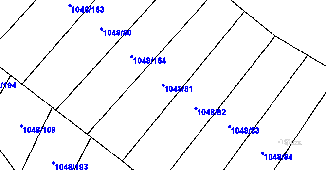 Parcela st. 1048/81 v KÚ Krumvíř, Katastrální mapa