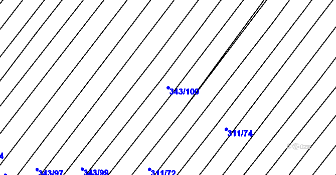 Parcela st. 343/100 v KÚ Krumvíř, Katastrální mapa