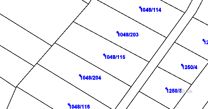 Parcela st. 1048/115 v KÚ Krumvíř, Katastrální mapa
