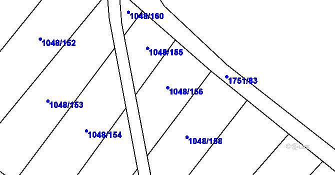 Parcela st. 1048/156 v KÚ Krumvíř, Katastrální mapa