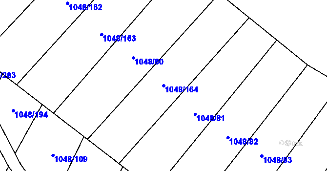 Parcela st. 1048/164 v KÚ Krumvíř, Katastrální mapa