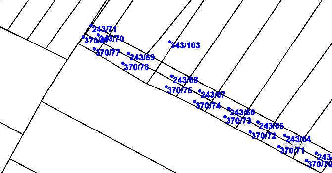 Parcela st. 370/75 v KÚ Krumvíř, Katastrální mapa