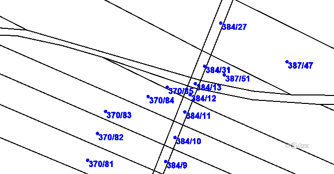 Parcela st. 370/85 v KÚ Krumvíř, Katastrální mapa