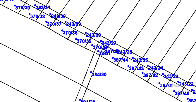 Parcela st. 384/1 v KÚ Krumvíř, Katastrální mapa