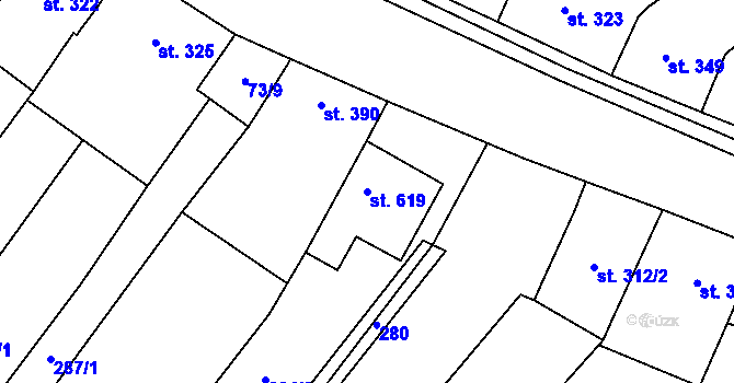 Parcela st. 619 v KÚ Krumvíř, Katastrální mapa