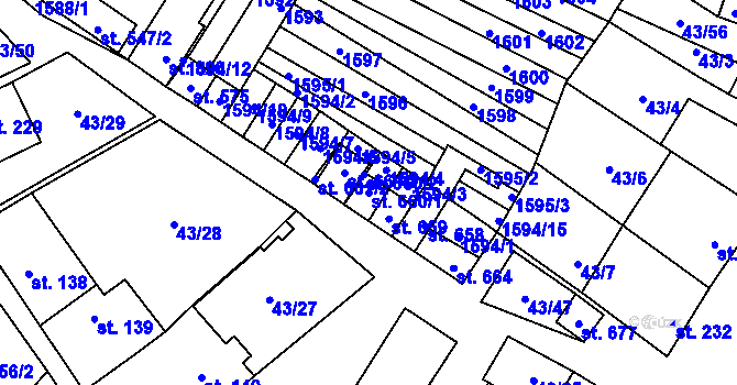 Parcela st. 660/1 v KÚ Krumvíř, Katastrální mapa