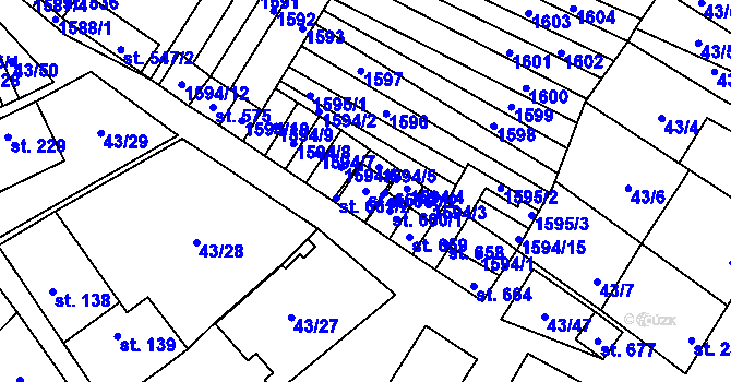 Parcela st. 661/1 v KÚ Krumvíř, Katastrální mapa
