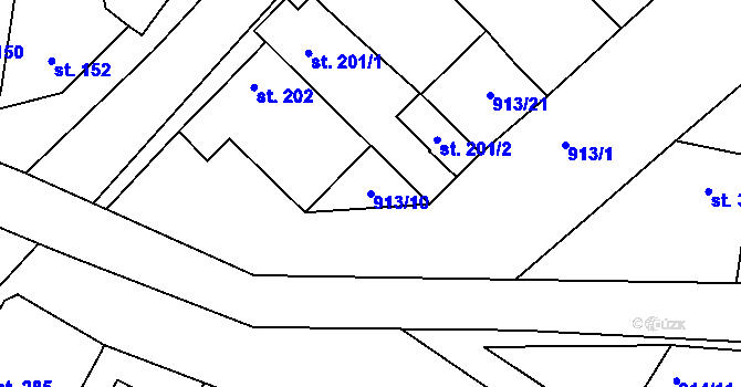 Parcela st. 913/10 v KÚ Krumvíř, Katastrální mapa