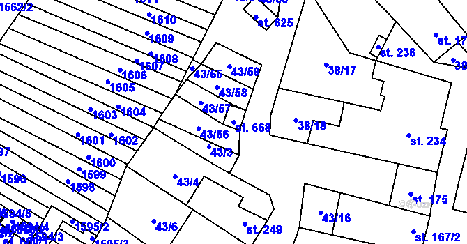 Parcela st. 668 v KÚ Krumvíř, Katastrální mapa