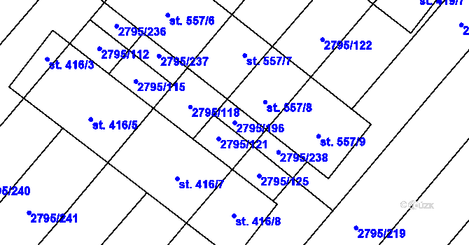 Parcela st. 2795/196 v KÚ Krumvíř, Katastrální mapa