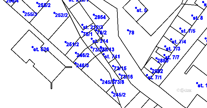 Parcela st. 741 v KÚ Krumvíř, Katastrální mapa