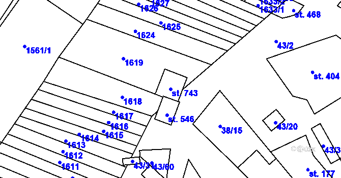 Parcela st. 743 v KÚ Krumvíř, Katastrální mapa