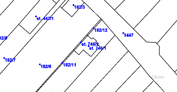 Parcela st. 746/1 v KÚ Krumvíř, Katastrální mapa